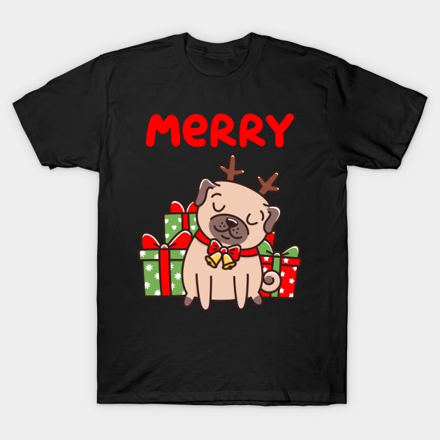 Merry Pugmas Funny Matching Ugly Christmas Sweatshirt T-Shirt by KsuAnn